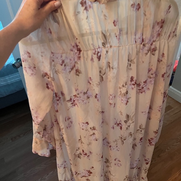 H&M Pink Floral Sheer Chiffon Hippie Boho Dress - Picture 6 of 6